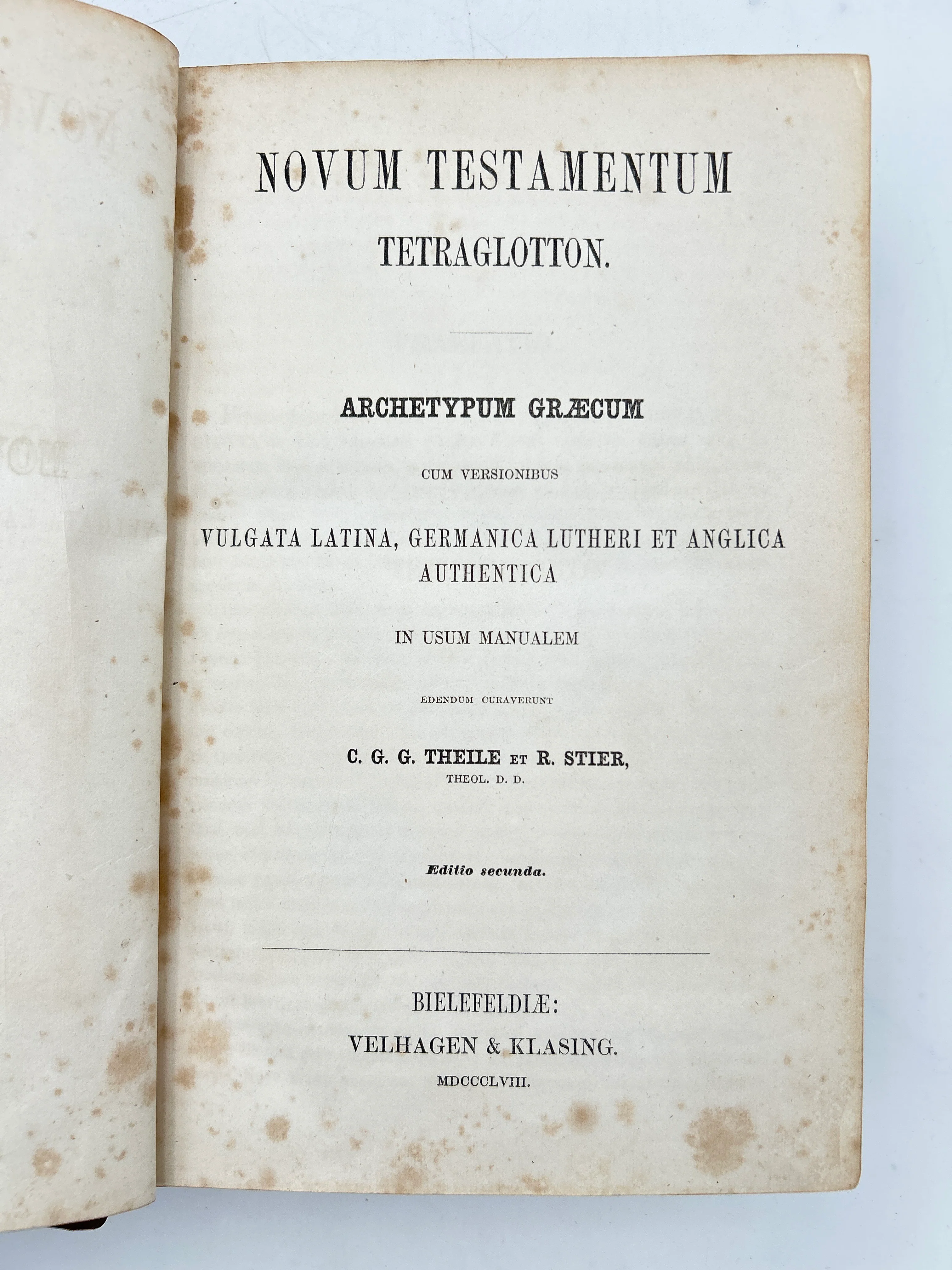 New Testament Tertraglotton 1858 - Image 2
