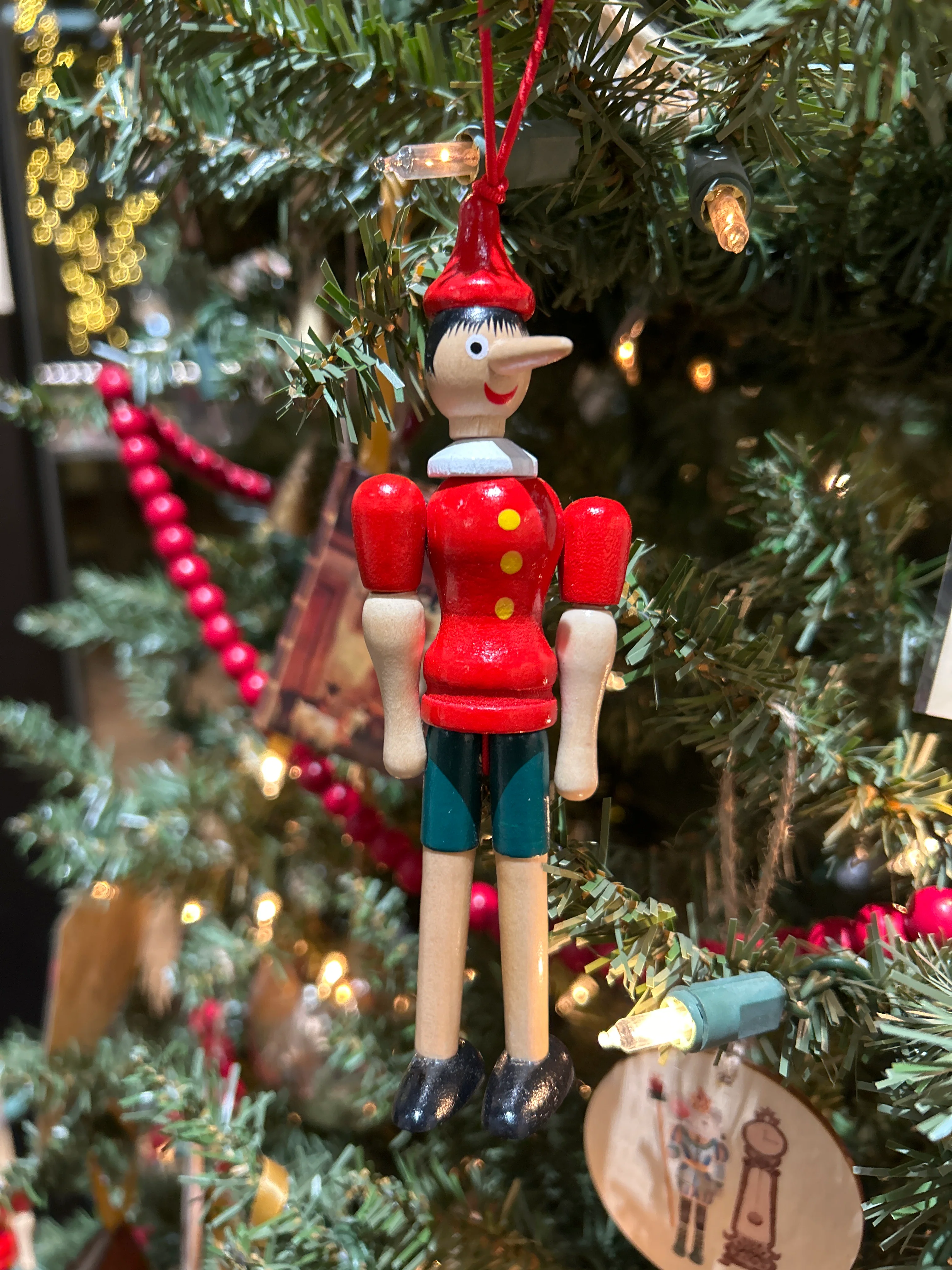 Pinocchio (wooden hand painted wooden ornament made in Italy)