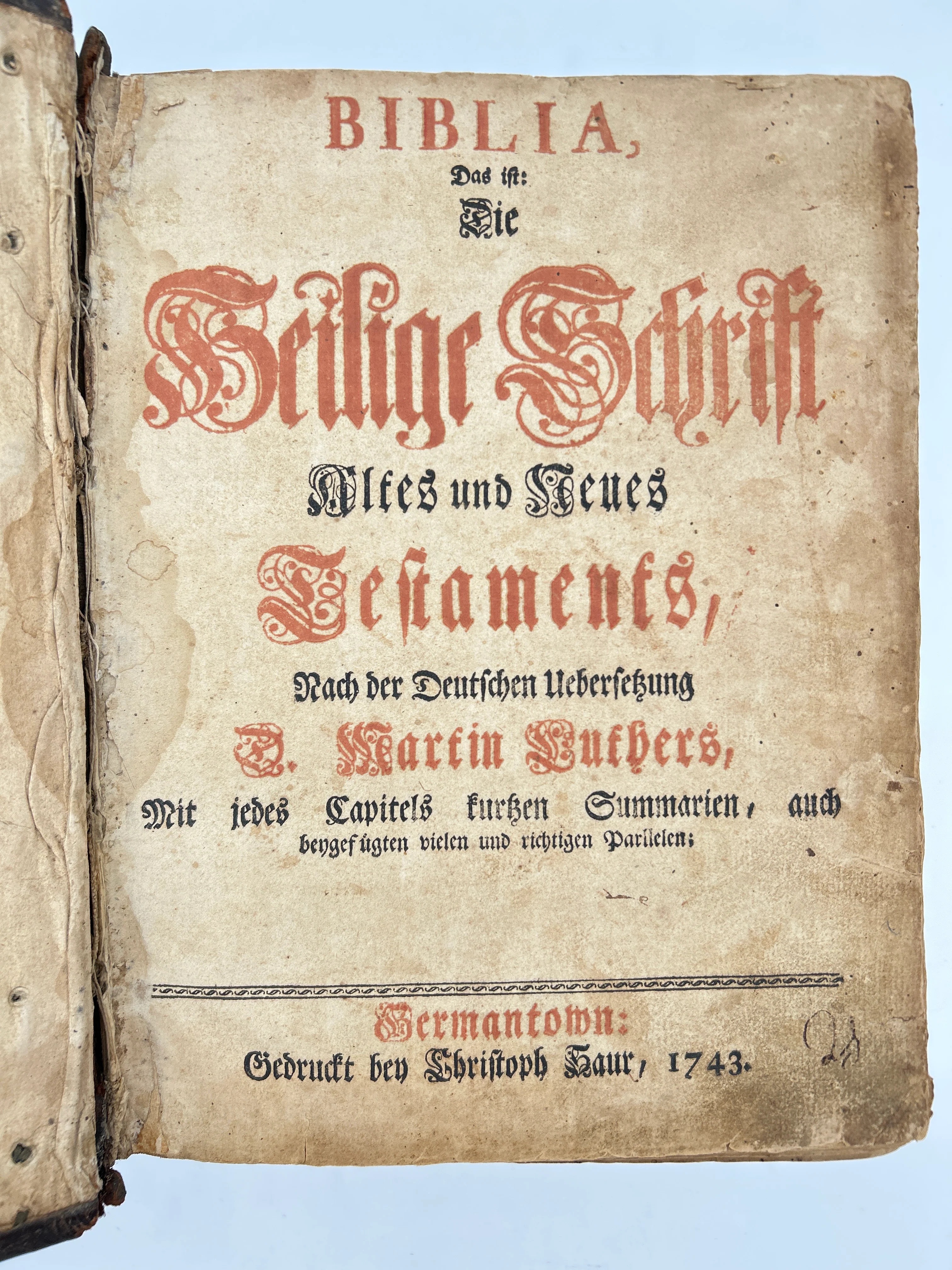 Saur's German Bible 1743 - Image 2